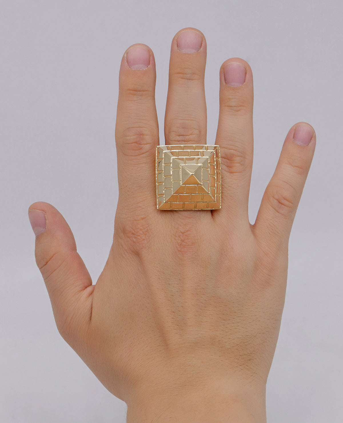 9ct Yellow Gold Extra Large Hollow Pyramid Ring