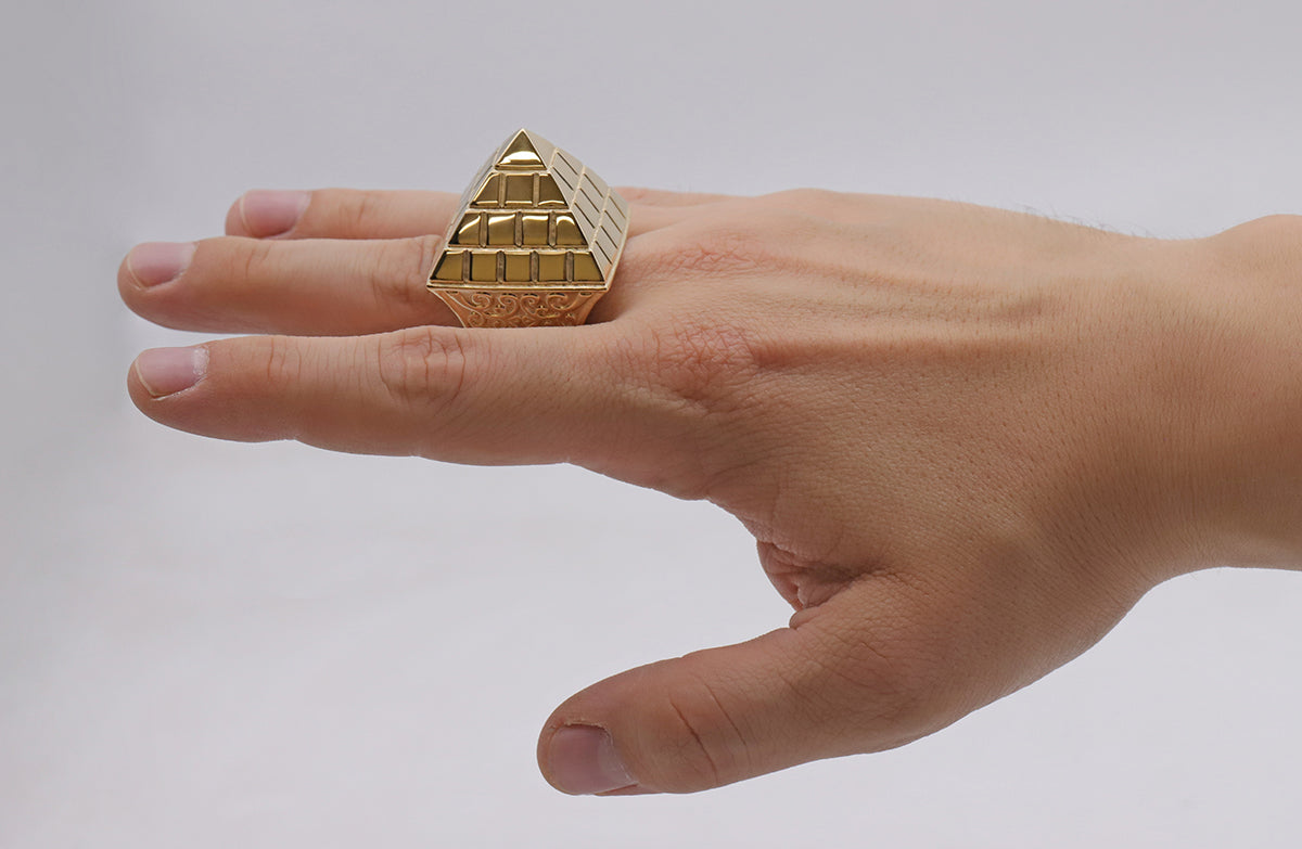 9ct Yellow Gold Extra Large Hollow Pyramid Ring