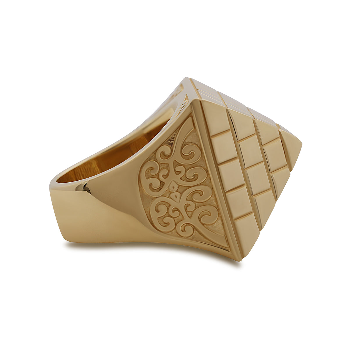 9ct Yellow Gold Solid Large Pyramid Ring