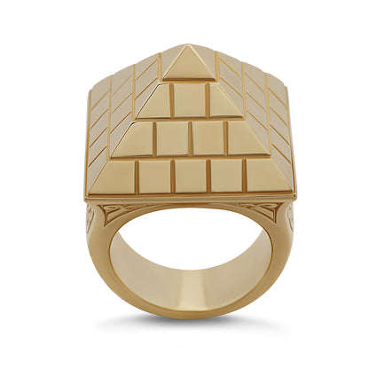 9ct Yellow Gold Solid Large Pyramid Ring