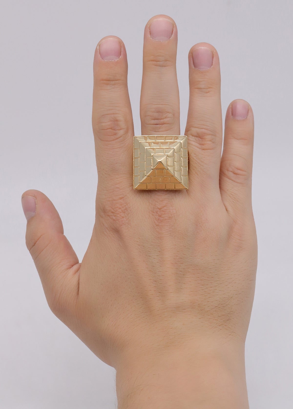 9ct Yellow Gold Solid Large Pyramid Ring