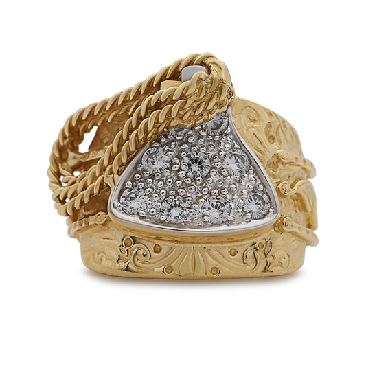 9ct Yellow Gold Solid Gem Set New Large Saddle Ring