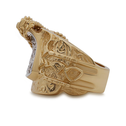 9ct Yellow Gold Solid Gem Set New Large Saddle Ring