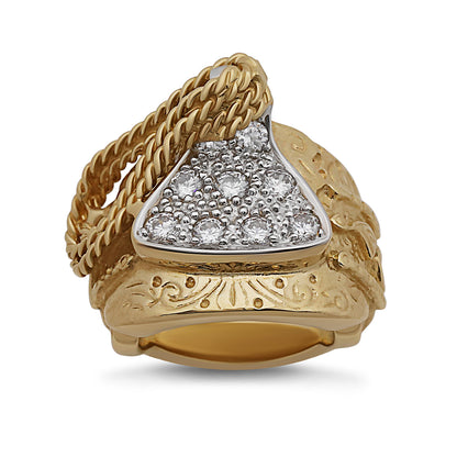 9ct Yellow Gold Solid Gem Set New Large Saddle Ring