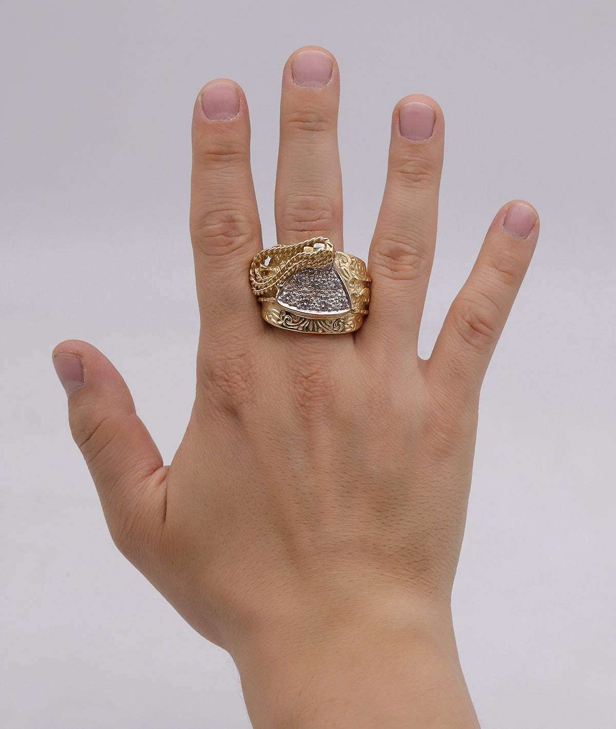 9ct Yellow Gold Solid Gem Set New Large Saddle Ring