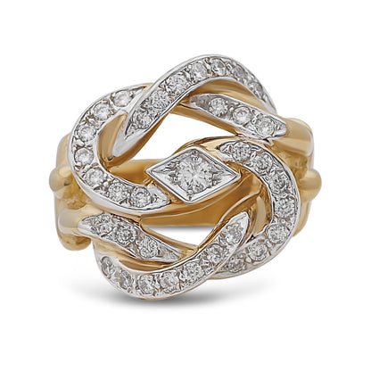 9ct Yellow Gold Gem Set Large Solid Knot Ring