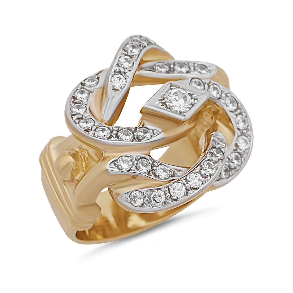 9ct Yellow Gold Gem Set Large Solid Knot Ring