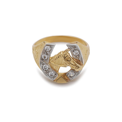 9ct Yellow Gold Gem Set Extra Small Horsehoe Ring