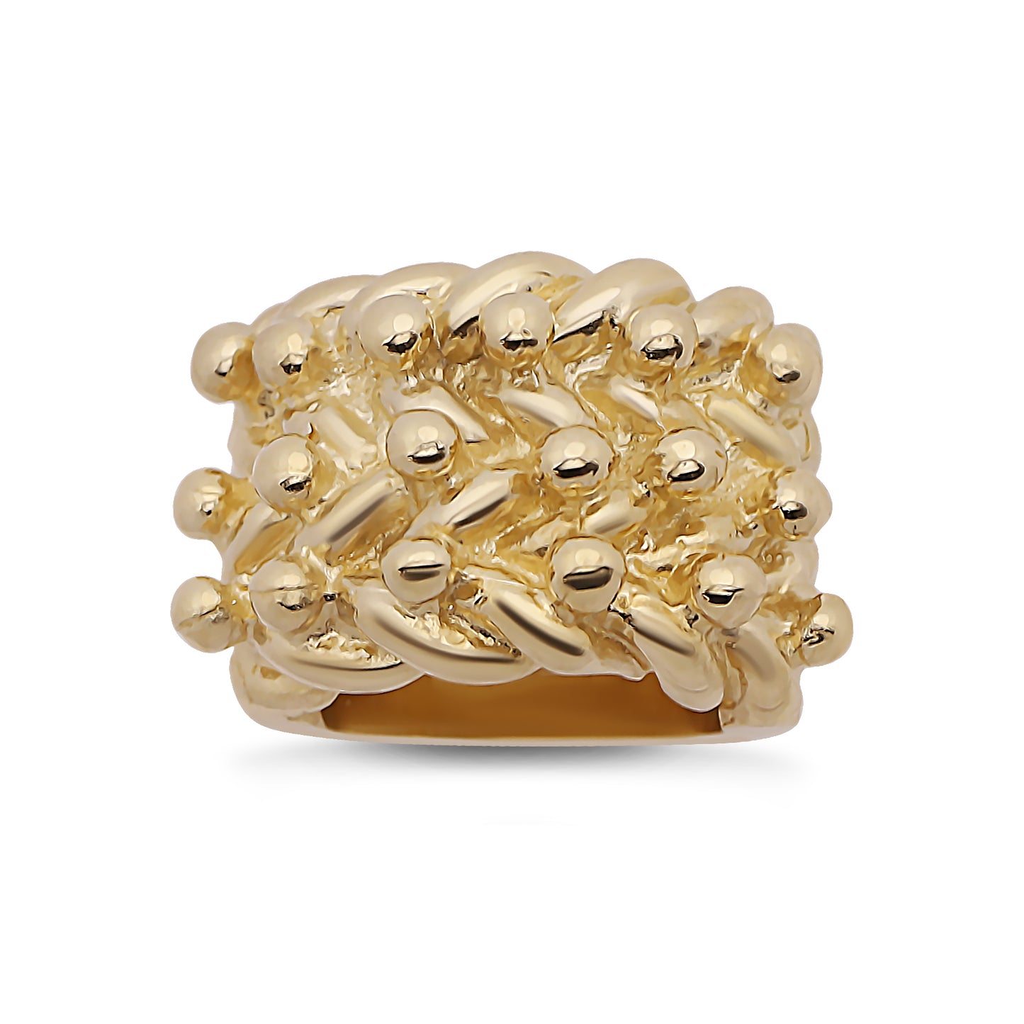 9ct Yellow Gold Solid 3 Row Classic Keeper Ring