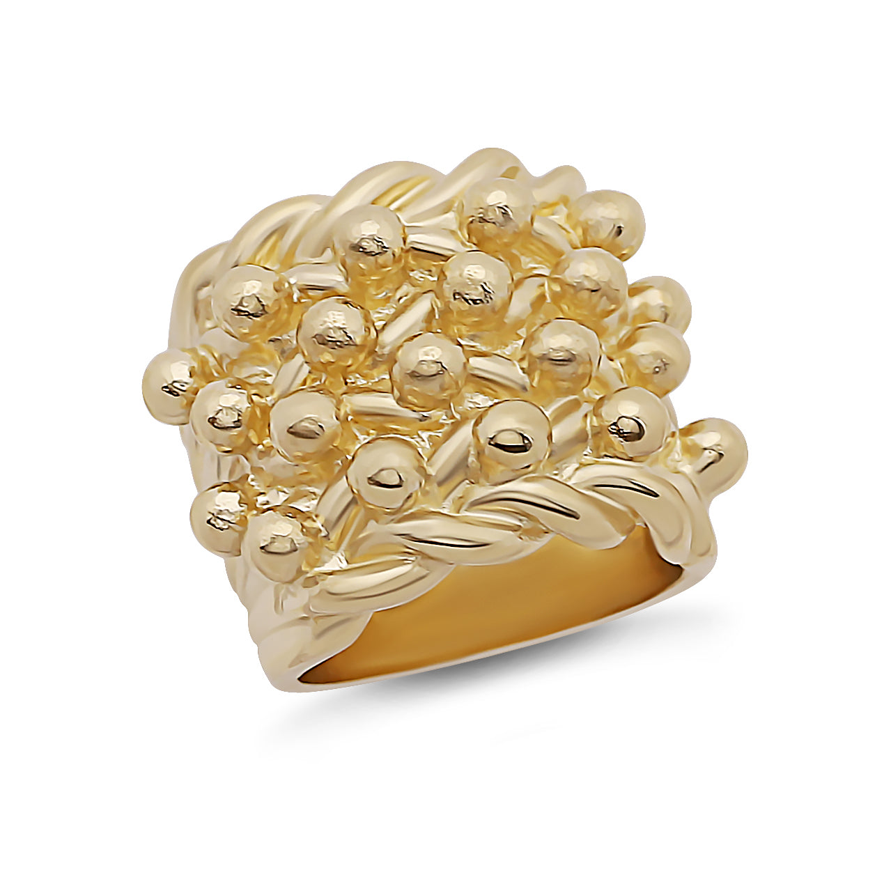 9ct Yellow Gold Solid 4 Row Classic Keeper Ring