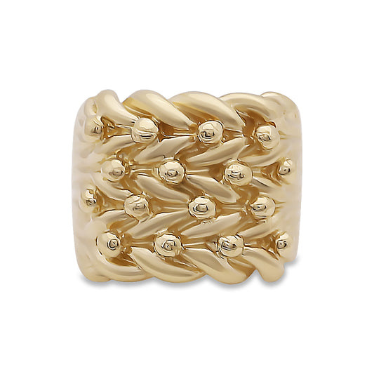 9ct Yellow Gold Solid 4 Row Solid Classic Keeper Ring