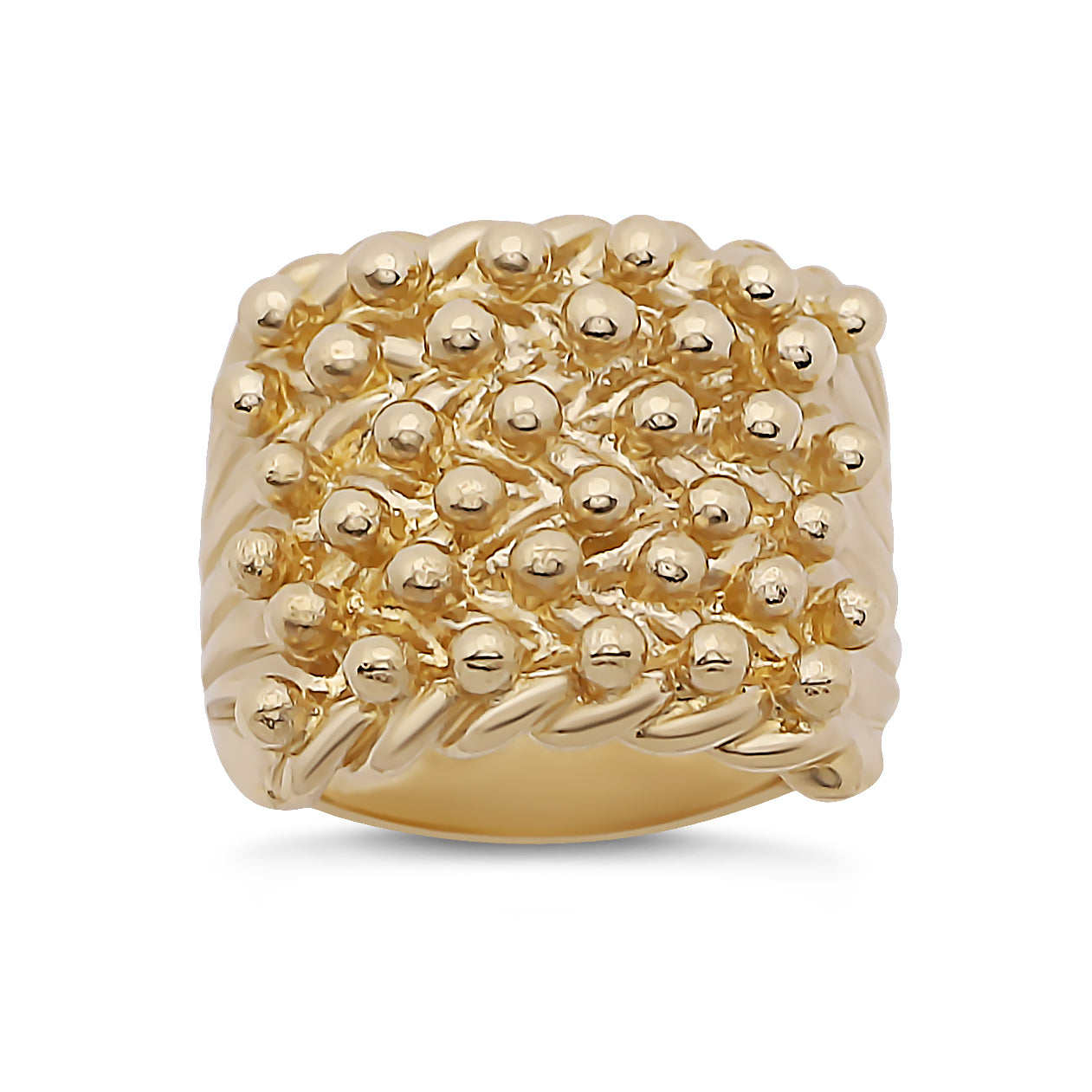 9ct Yellow Gold Solid 6 Row Classic Keeper Ring