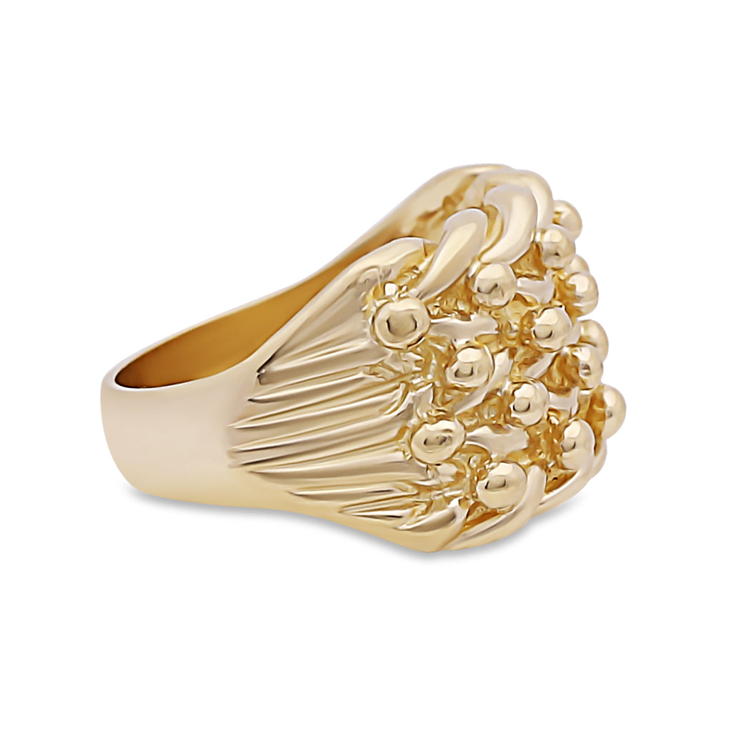 9ct Yellow Gold Solid 4 Row Polished Classic Keeper Ring