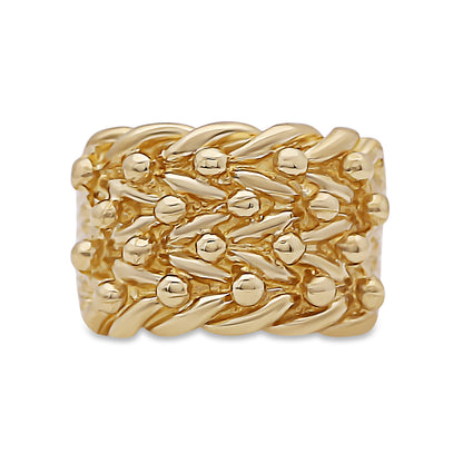 9ct Yellow Gold Solid 4 Row Polished Classic Keeper Ring