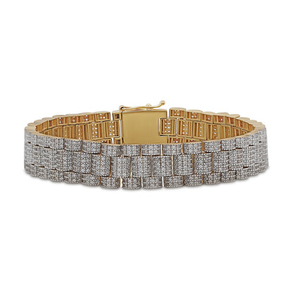 9ct Yellow Gold Rolex Style Full Gem-Set Presidential 14.5mm Bracelet- 8.5"