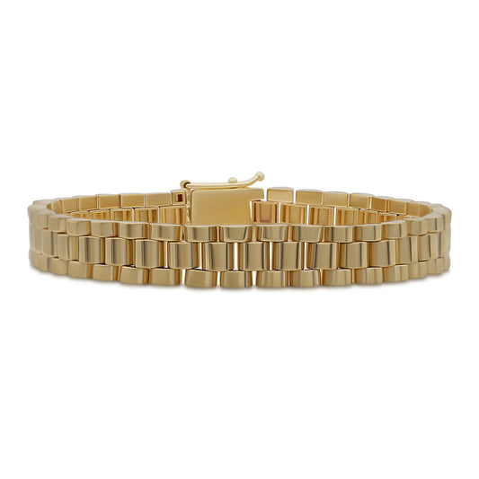 9ct Yellow Gold Rolex Style Plain Presidential 12mm Bracelet- 8.5"