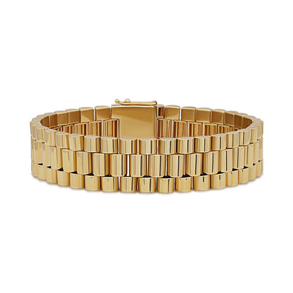 9ct Yellow Gold Rolex Style Plain Presidential 16mm Bracelet- 8.5"