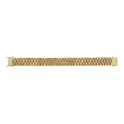 9ct Yellow Gold Rolex Style Plain Presidential 16mm Bracelet- 8.5"
