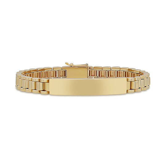 9ct Yellow Gold Rolex Style ID 8mm Bracelet- 8"