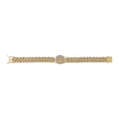 9ct Yellow Gold Gem-Set Rolex Style Bracelet 10mm