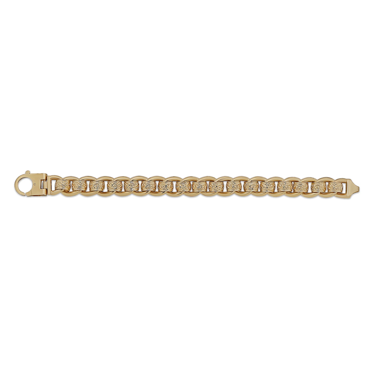 9ct Yellow Gold Engraved Rollerball Bracelet 8.5"