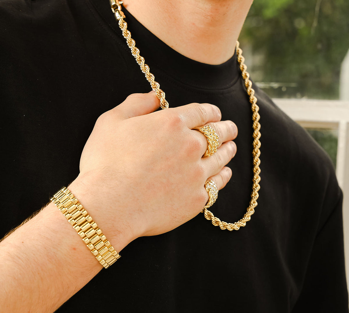 9ct Yellow Gold Rolex Style Plain 10mm Presidential Bracelet