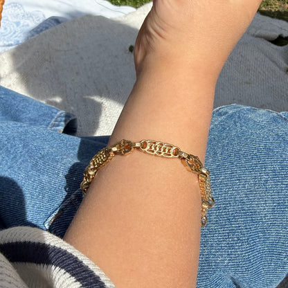 9ct Yellow Gold Stars & Bars Baby Bracelet