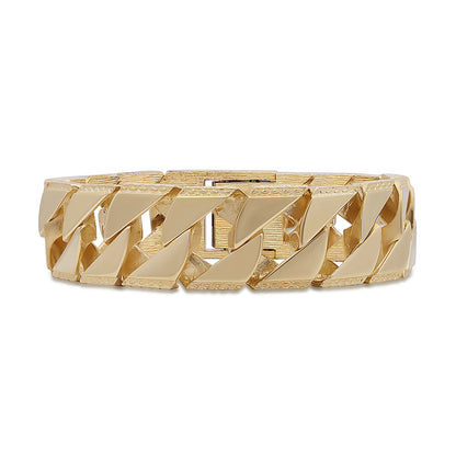 9ct Yellow Gold Textured Curb Style 19.5mm Bracelet -8.5"