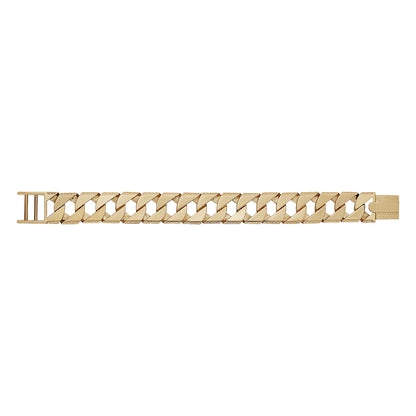 9ct Yellow Gold Textured Curb Style 19.5mm Bracelet -8.5"