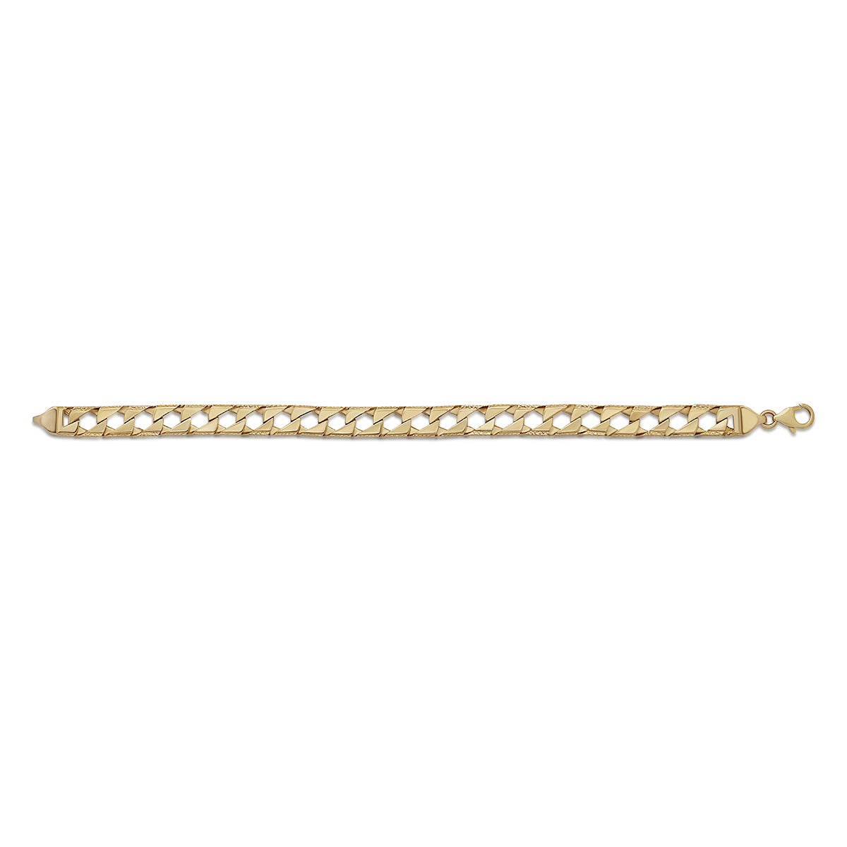 9ct Yellow Gold Textured Curb Style 8.5mm Bracelet -8.5"