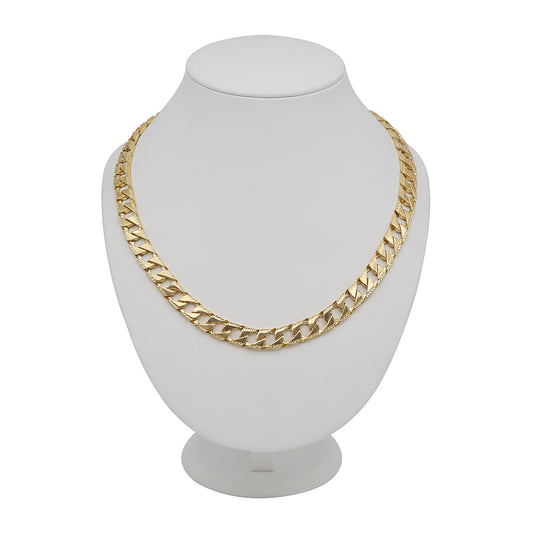 9ct Yellow Gold Textured Curb Style 22.5mm Chain -21"