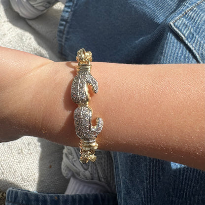 9ct Yellow Gold Gem-Set Heavy Boxing Glove Belcher Link Bracelet