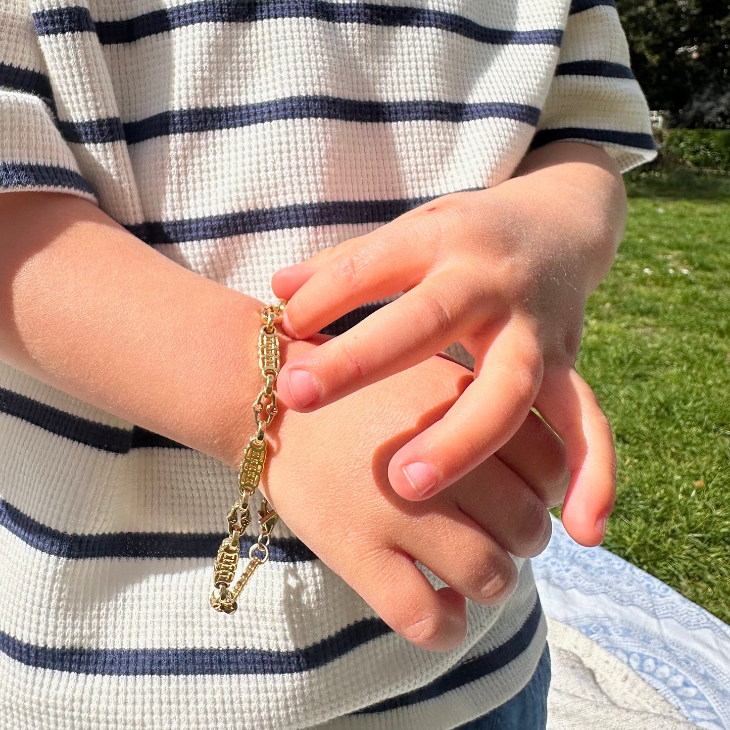 9ct Yellow Gold Stars & Bars Baby Bracelet