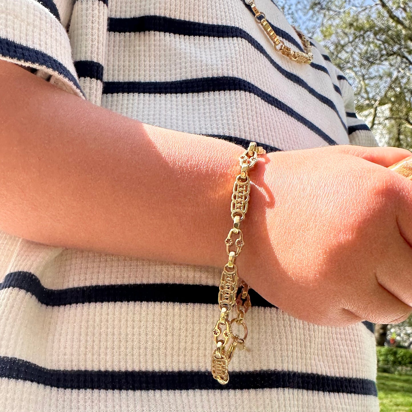 9ct Yellow Gold Stars & Bars Baby Bracelet