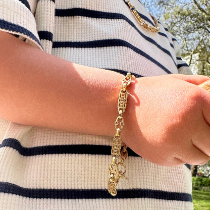 9ct Yellow Gold Stars & Bars Baby Bracelet