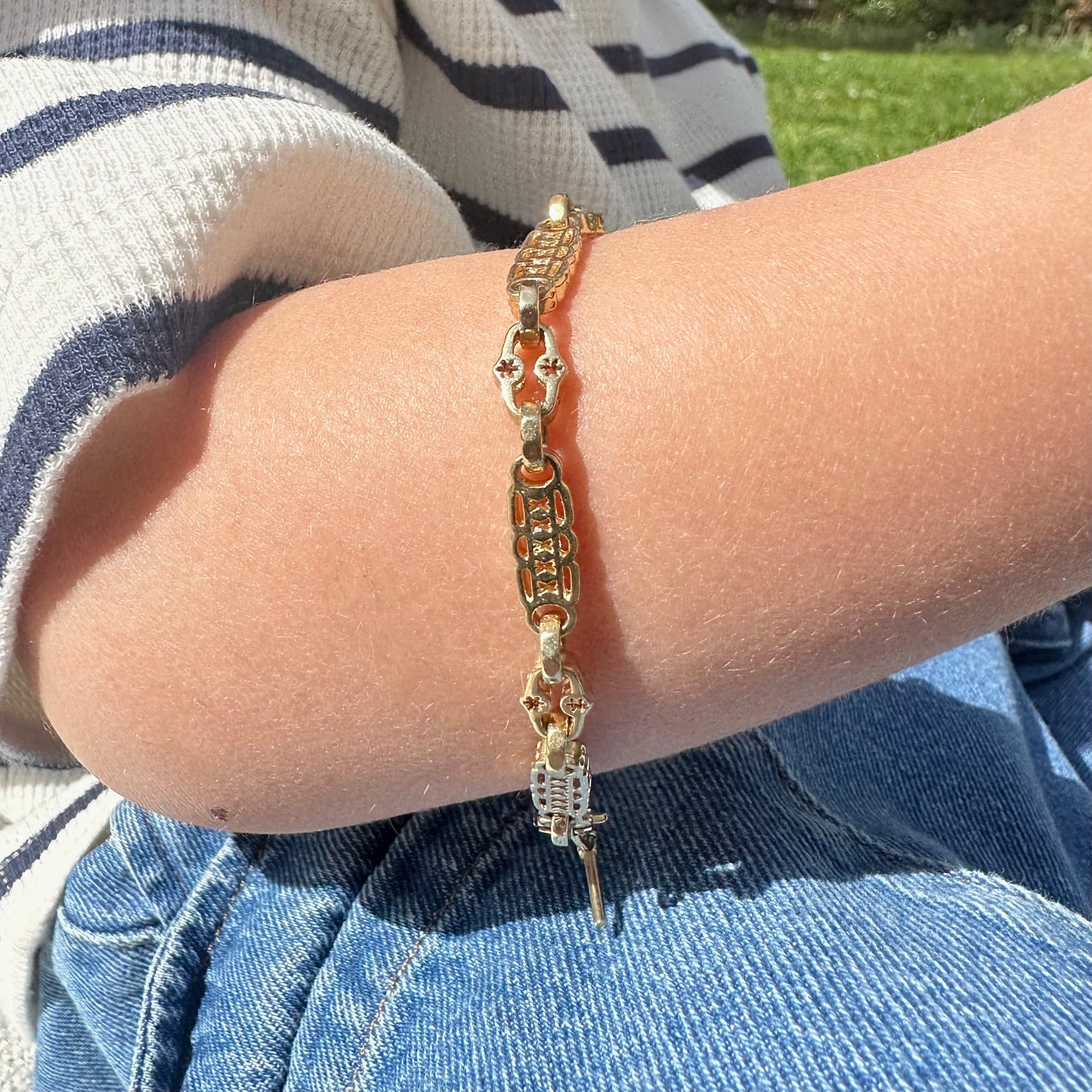 9ct Yellow Gold Stars & Bars Baby Bracelet