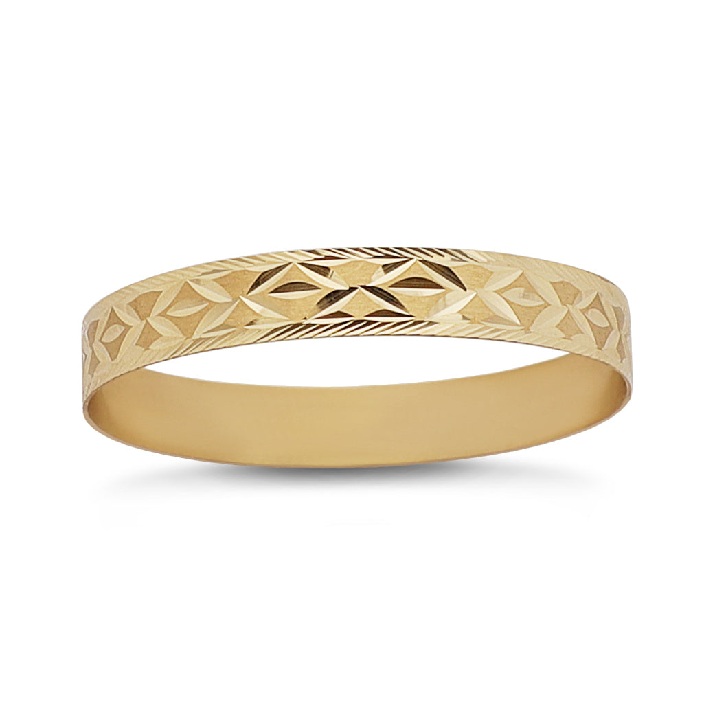 9ct Yellow Gold Diamond Cut Maiden's Bangle