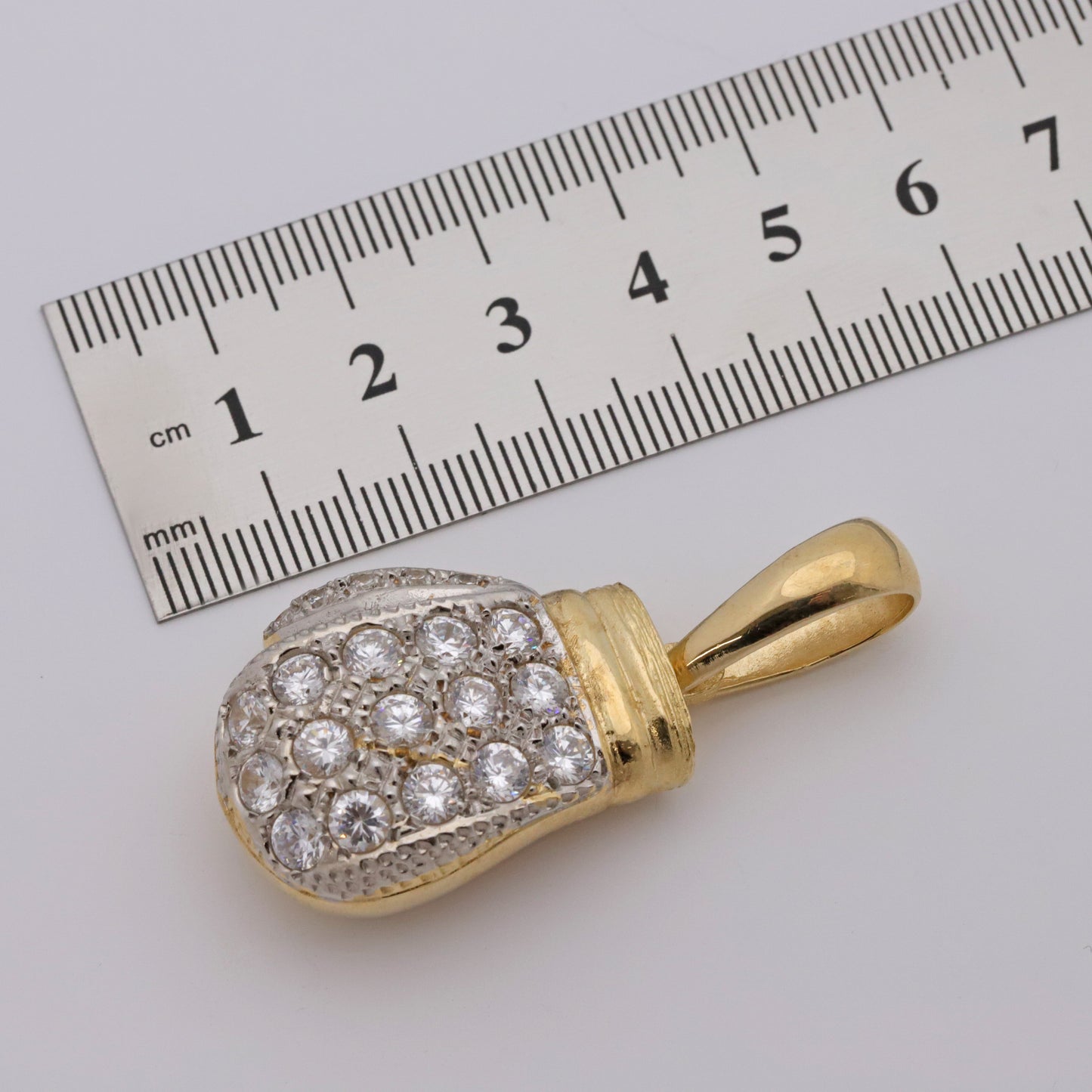 9ct Yellow Gold Gem-Set Extra Large Left Hand Boxing Glove Pendant