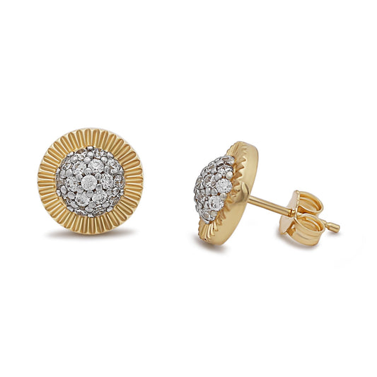 9ct Yellow Gold Small Rolex Style Gemset Stud Earrings