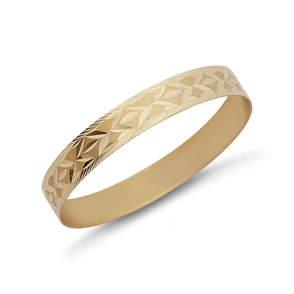 9ct Yellow Gold Diamond Cut Maiden's Bangle