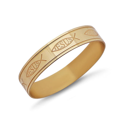 9ct Yellow Gold Jesus Baby Bangle