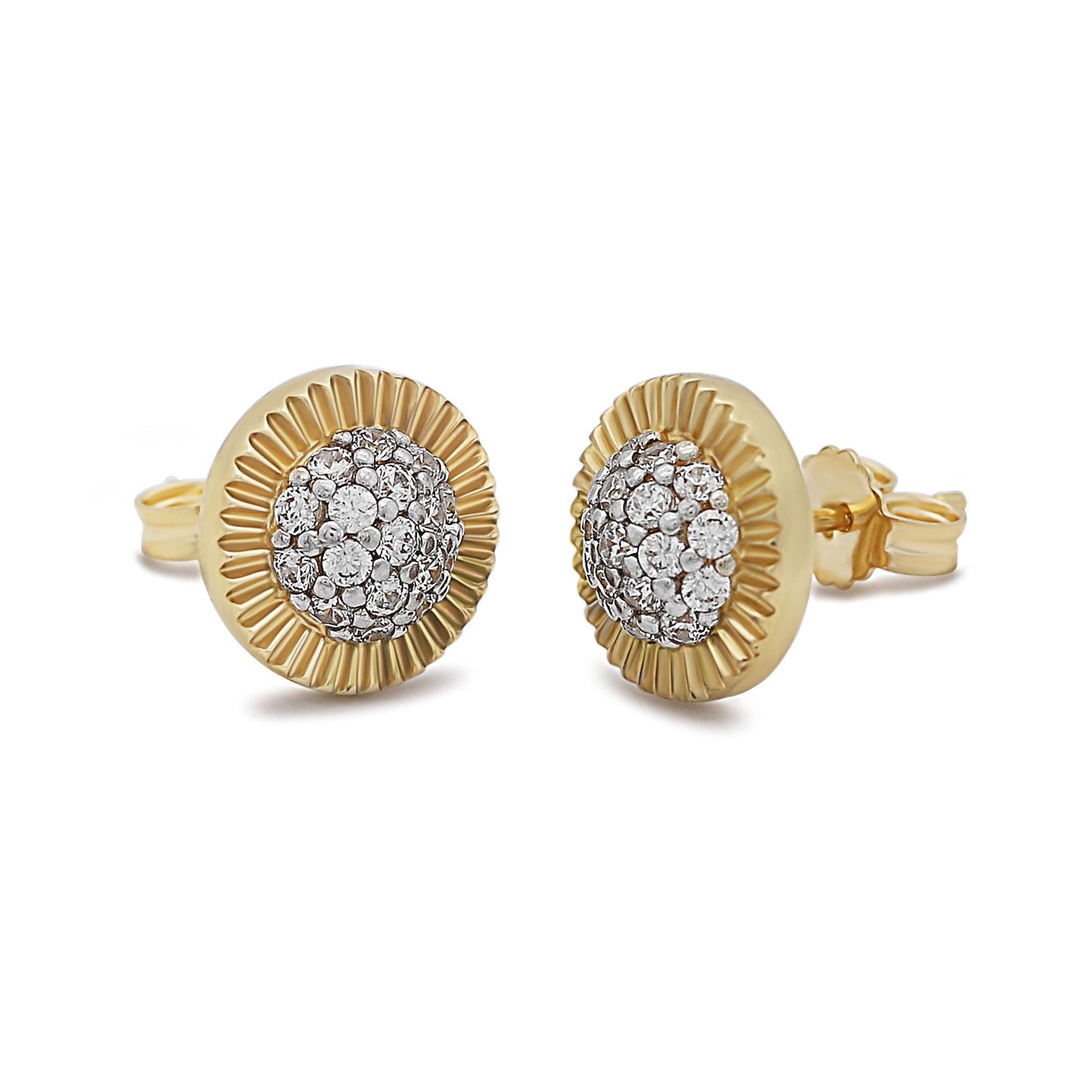 9ct Yellow Gold Small Rolex Style Gemset Stud Earrings