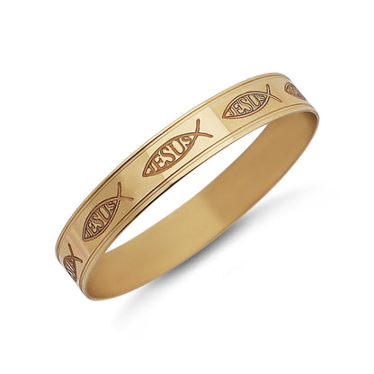 9ct Yellow Gold Jesus Maiden Bangle